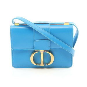 Christian Dior MONTAIGNE Shoulder Bag Leather Blue